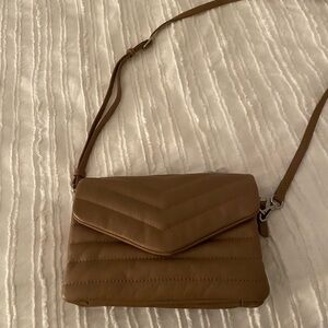Taupe leather flap crossbody bag